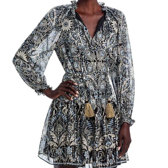 Kobi Halperin Kaye Tie Neck Dress XS NWT – Boho Chic Printed Mini Dress - Picture 2 of 5